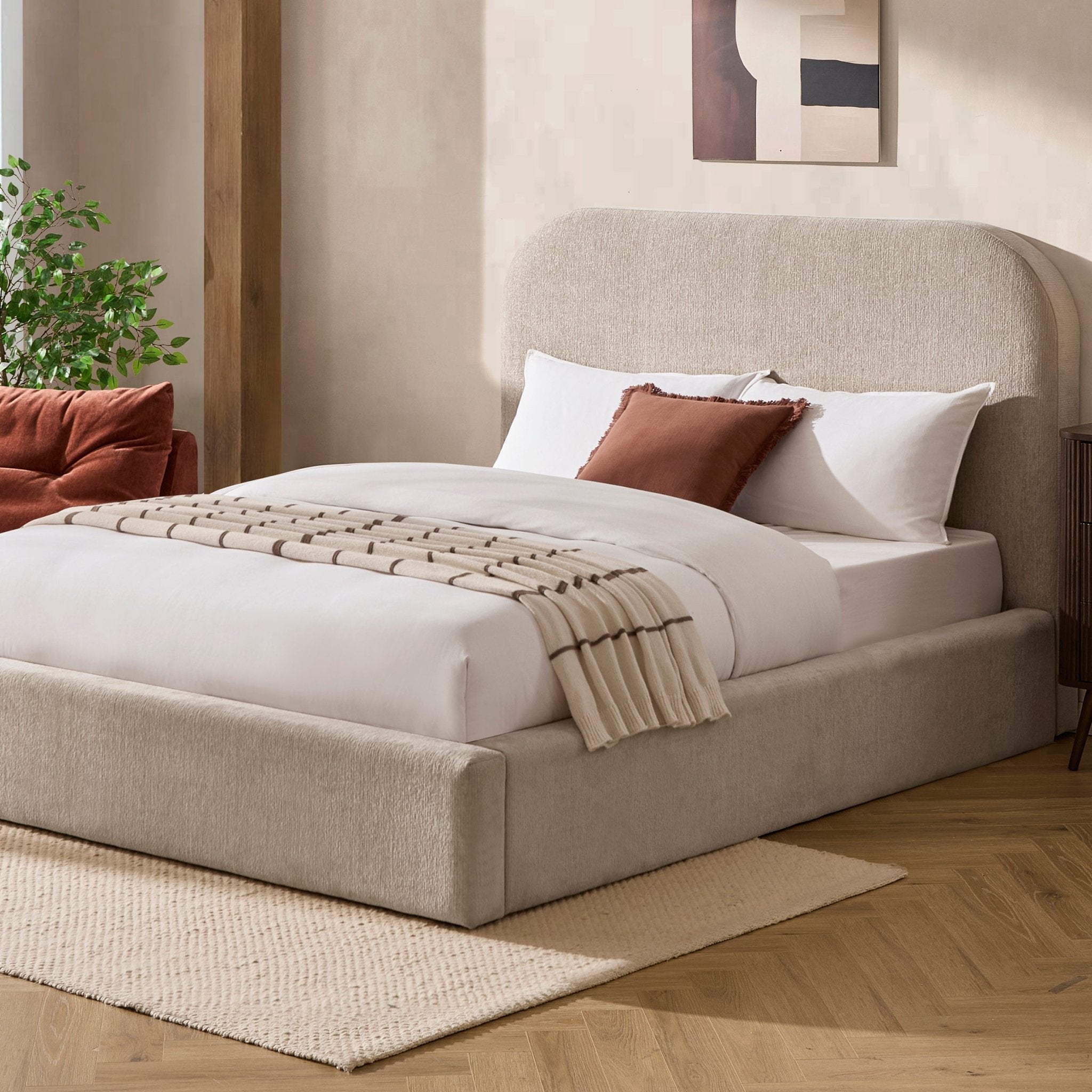 Aintree Ottoman Storage Bed - Textured Oatmeal - DUSK