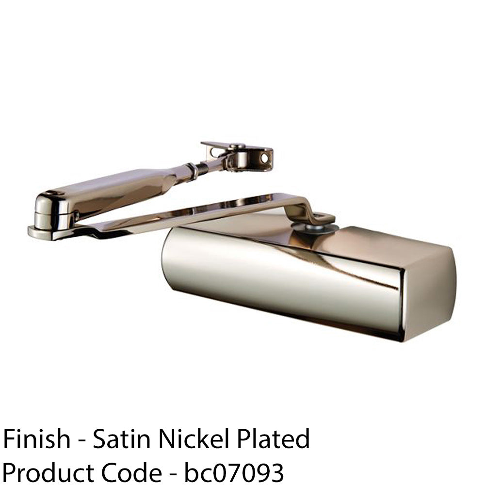 Fixed Power Overhead Door Closer Set 180 Degree Opening 60kg Doors Satin Nickel 1