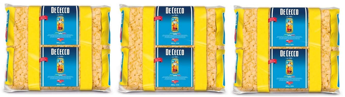 De Cecco Kurze Pasta 3x De Cecco Orecchiette Pasta di Semola di Grano Duro Hartweizengrieß Pasta 100% Italienische Pasta Kurze Pasta Packung mit 3Kg 8001250180919