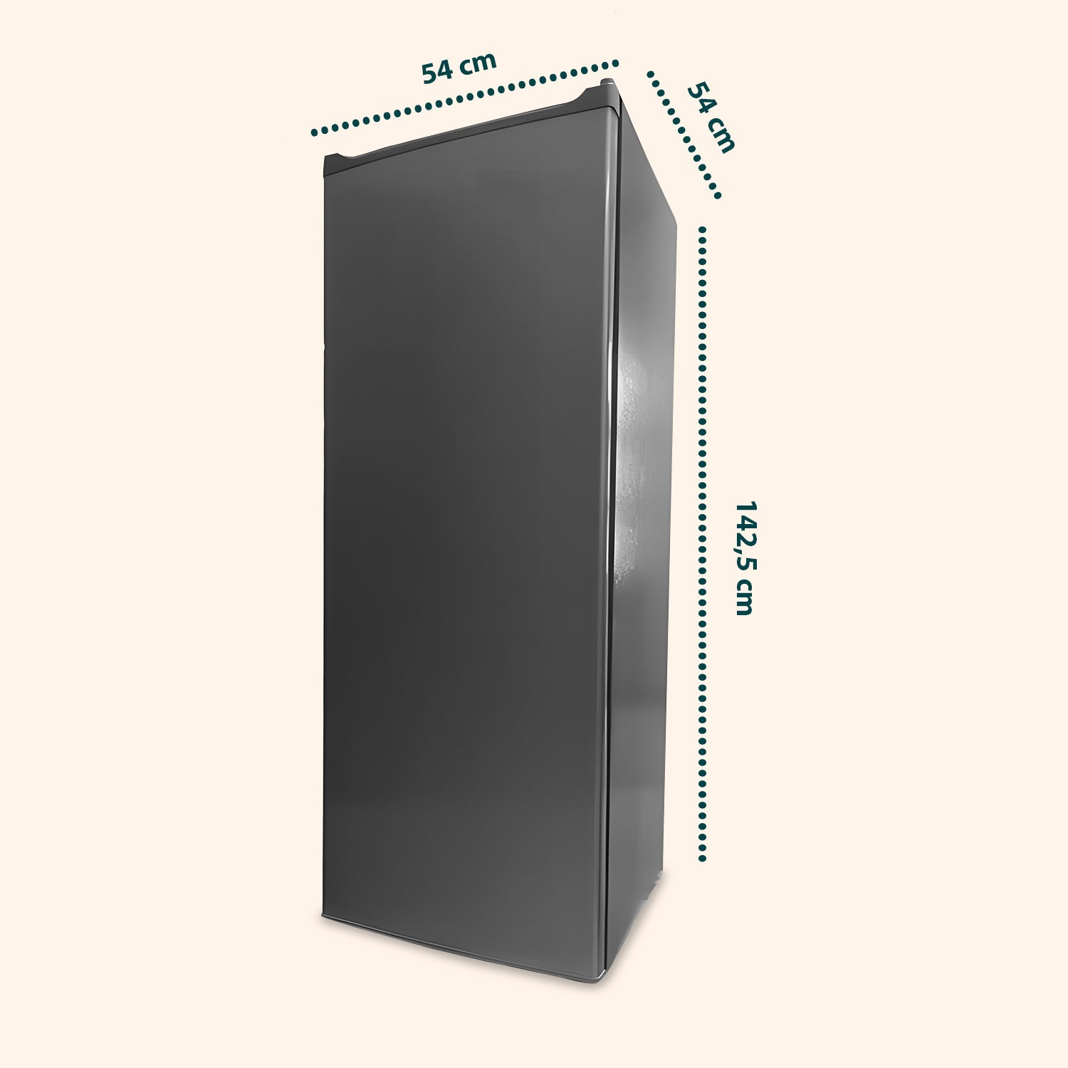Dimensioni precise 54cm di larghezza e profondità, 142,5cm di altezza, design compatto ma spazioso per ogni ambiente
