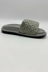 Cornie Patterned Band Sliders in Grey