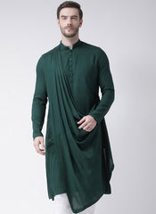 Plain Blended Cotton Green Kurta - M1956