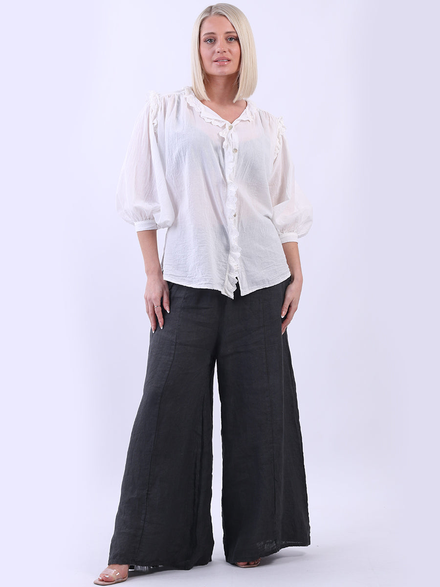 Plain Cotton Boxy Shirt Blouse White