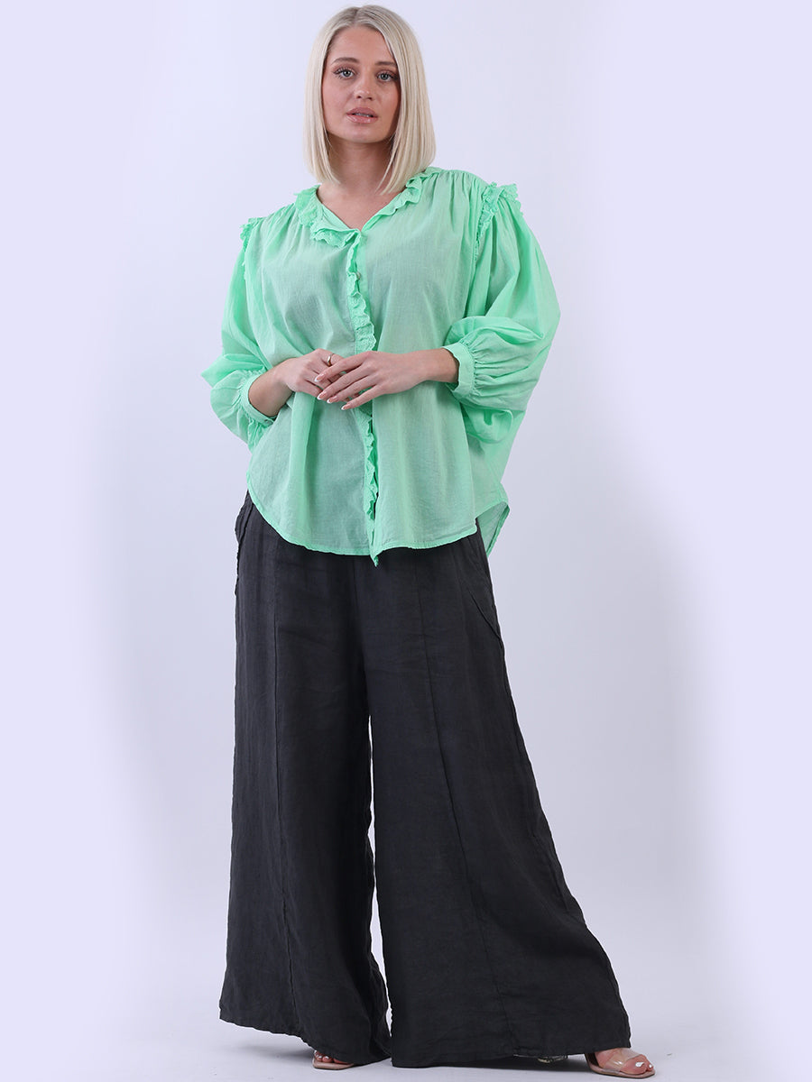 Plain Cotton Boxy Shirt Blouse Tiffany