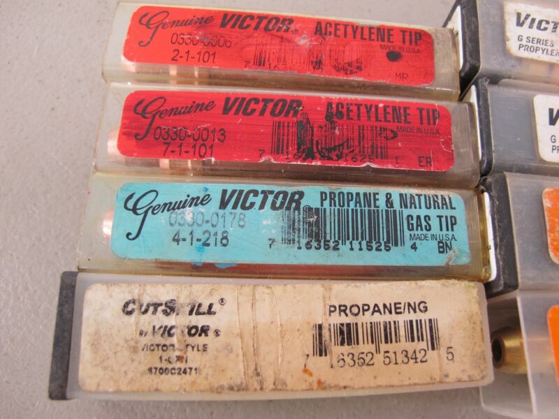 Lot of 8 Various Size Victor Torch Tips Propane Acetylene Natural Gas New - ZeereeZ