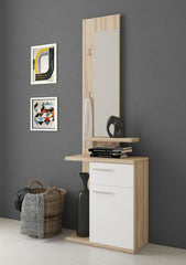 Set ingresso moderno con appendiabiti specchio e mobiletto cm 60x27x186h - vari colori