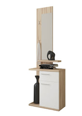 Set ingresso moderno con appendiabiti specchio e mobiletto cm 60x27x186h - vari colori