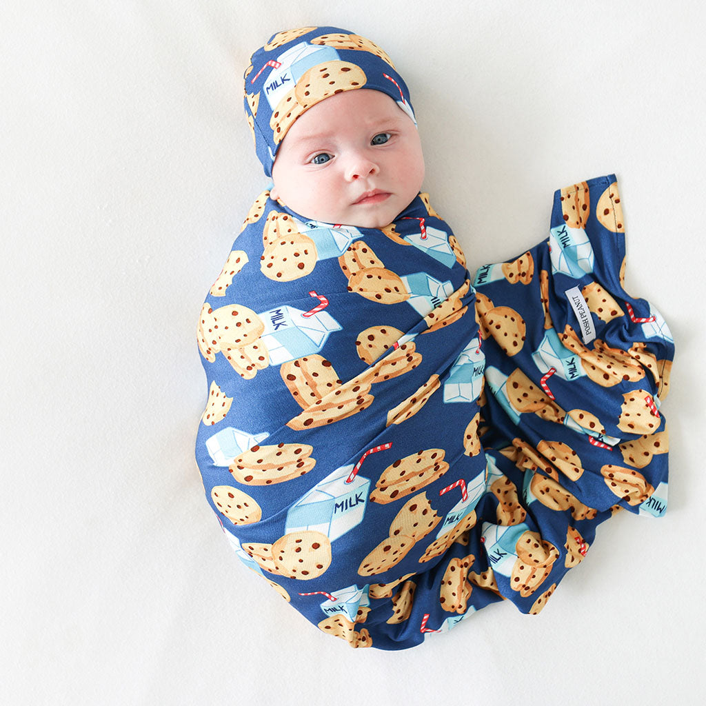 Posh Peanut Milk & Cookies Swaddle & Beanie Set, Posh Peanut, Milk & Cookies, Posh Peanut, Posh Peanut Infant Swaddle & Beanie Set, Posh Peanut Retailer Exclusive, Posh Peanut Swaddle, Posh P