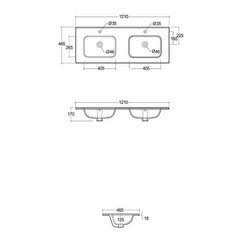 RAK Ceramics Joy Drop-In Washbasin 2 Tap Hole 120cm - Pure White - JOYDI12102WH - Envy Bathrooms Ltd