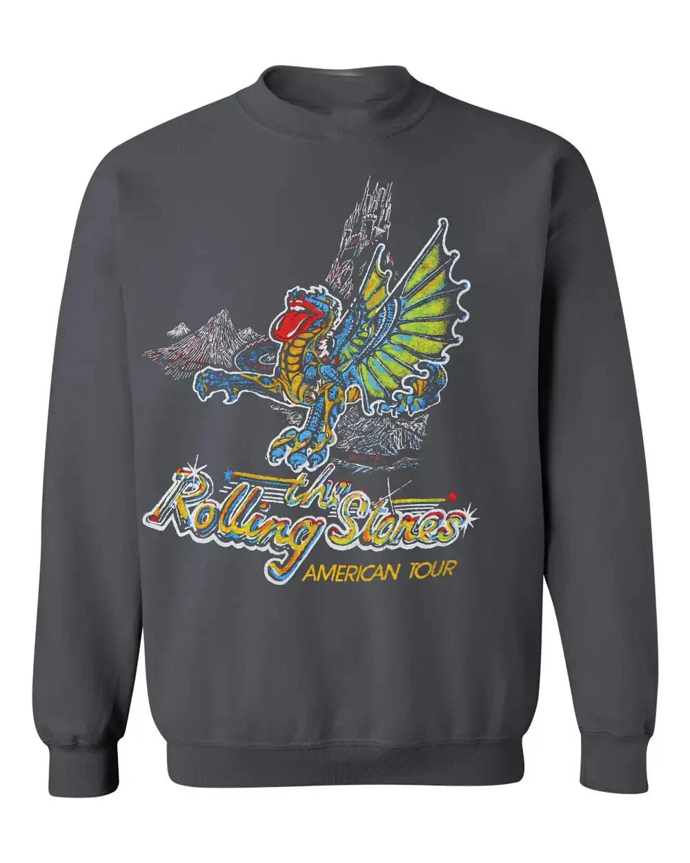 Rolling Stones American Dragon Tour Charcoal Thrifted Sweatshirt - Sweater