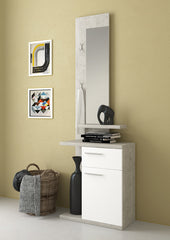 Set ingresso moderno con appendiabiti specchio e mobiletto cm 60x27x186h - vari colori