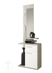 Set ingresso moderno con appendiabiti specchio e mobiletto cm 60x27x186h - vari colori
