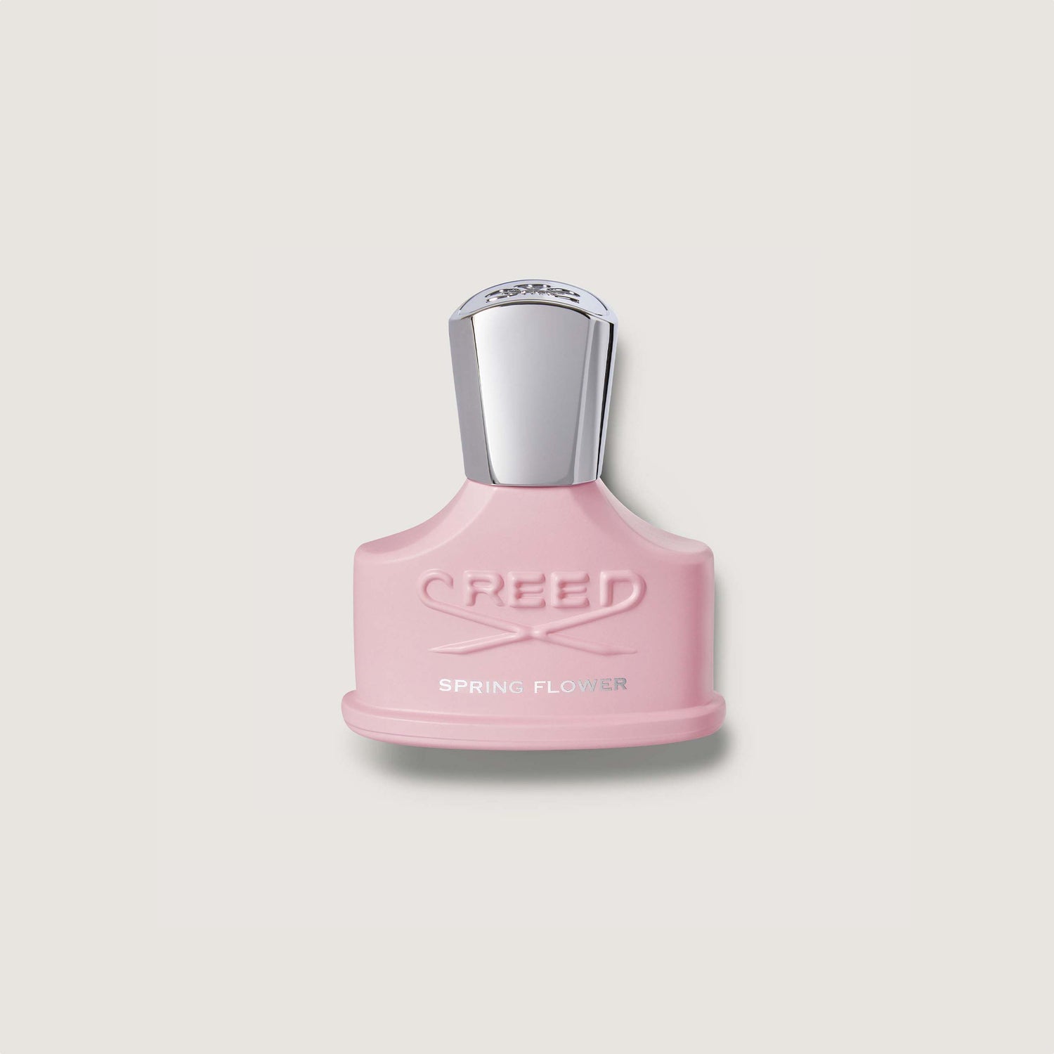 Spring Flower 30ml matt pink bottle with silver cap and creed logo