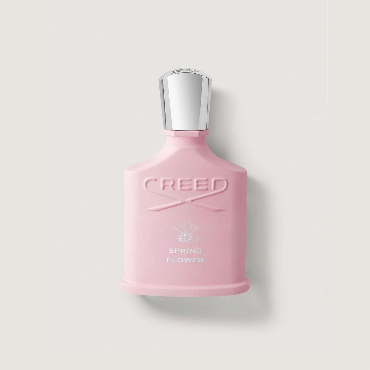 Spring Flower 75ml matt pink bottle with silver cap and creed logo