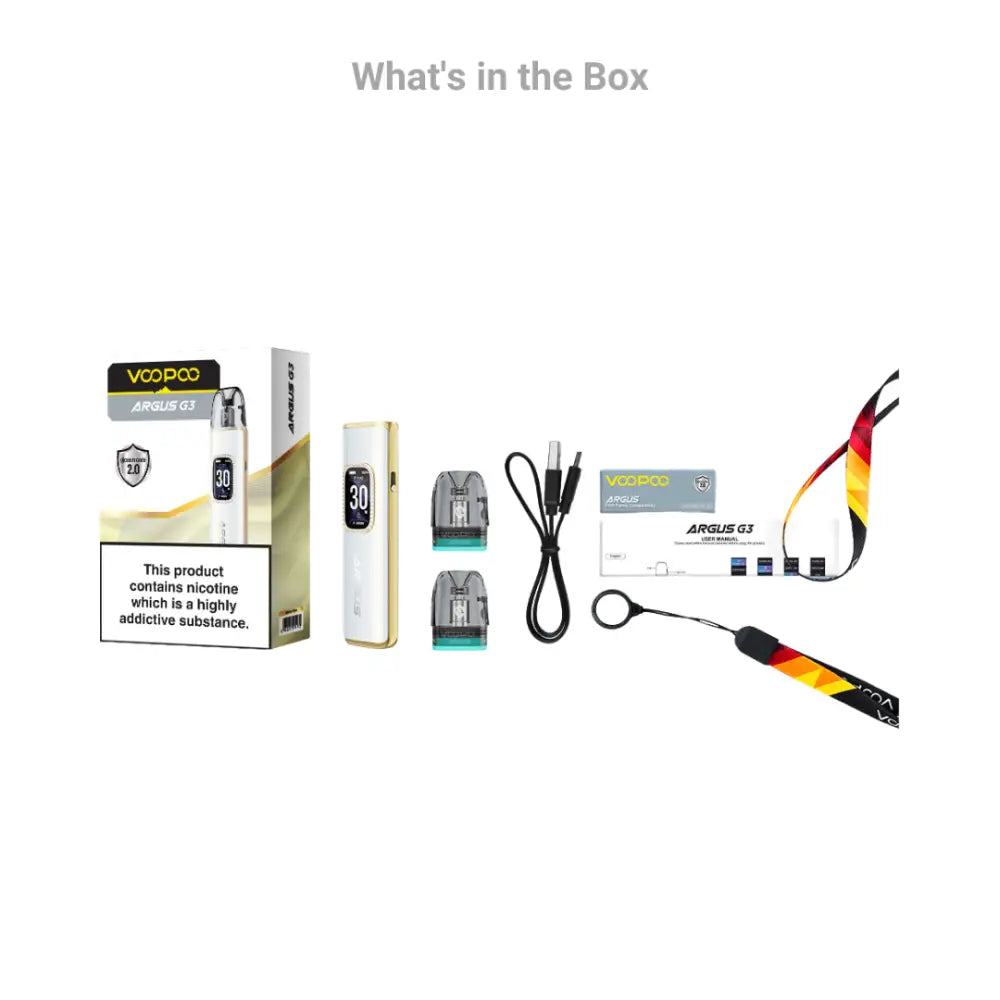 Voopoo Argus G3 Pod Vape Kit Whats in the Box.