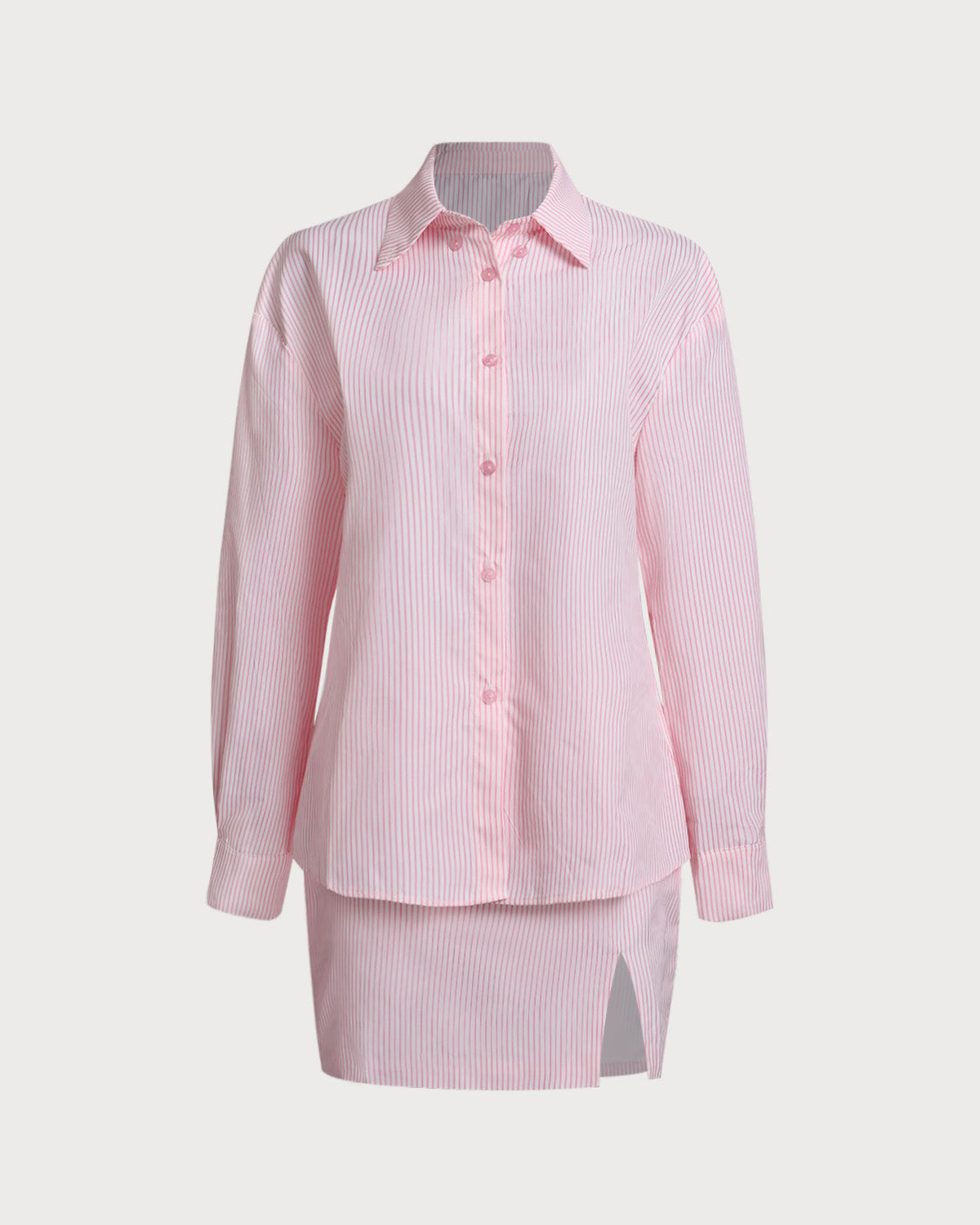 Sueña™ Pembe Çizgili Gömlek Etek Takımları